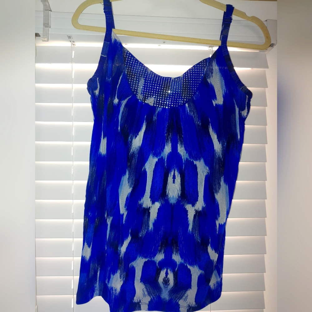 INC brand blue and white lined tank. Size Medium